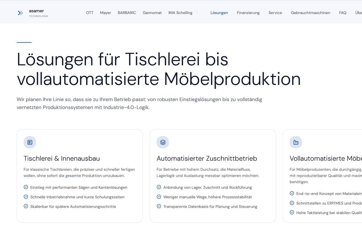 asamer.cz — Lösungs- und Branchenübersicht des Industriedienstleisters für Tschechien und Mitteleuropa
