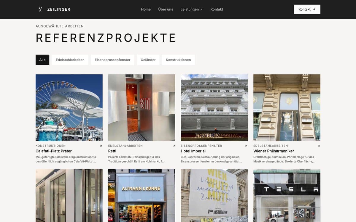 zeilinger-metallbau.at — Referenzprojekte aus dem Wiener Metallbau, Galerie-Section